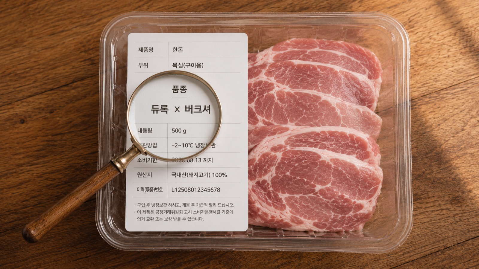 포장에 품종이 표시된 제품과 그렇지 않은 제품이 함께 놓여 있습니다.